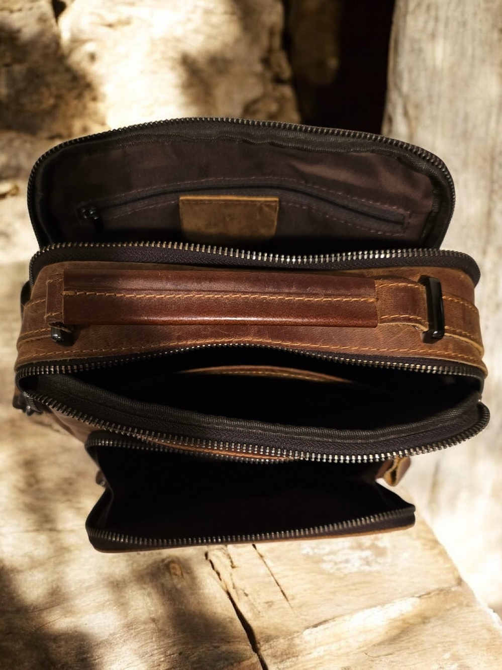 Joyir Men's Messenger Bag Genuine Leather Man Purse Small Coffee. - Picture 4 of 5